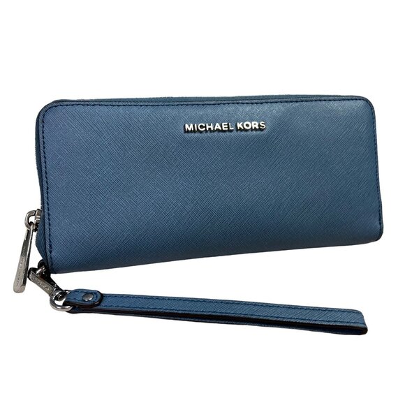 Michael Kors Jet Set Travel Wallet Wristlet Zip Around Card Holder Organizer - Picture 1 of 12